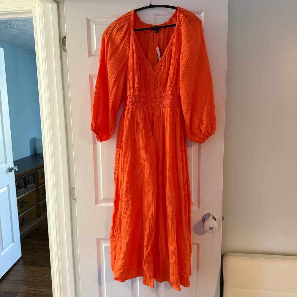 Crinkle linen summer dress, NWT J Crew size S